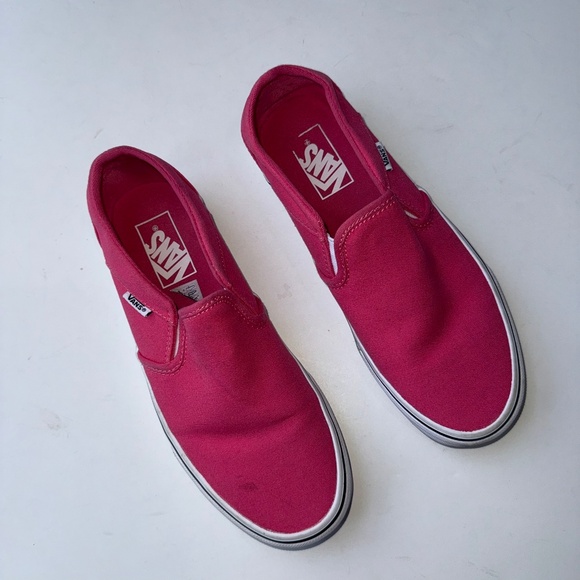 VANS $55 Womens Asher 8 Pink Classic Slip-On Canvas Low Top Sneakers Shoes J3 - Picture 2 of 6